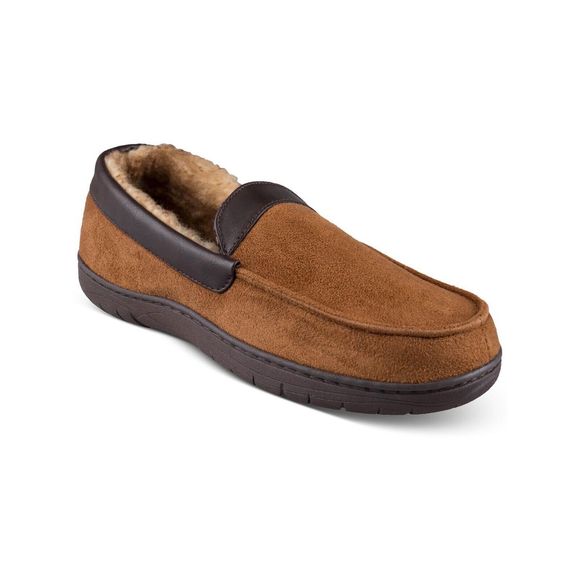Haggar Other - Haggar Mens Microsuede Fleece Brown Memory Foam Slippers Slip On Loafer L 9.5/10